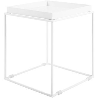 Beliani Beliani - White Side Table Square Powder Coated Metal Slim Legs Tray Table Top 40 x 40 cm Saxon