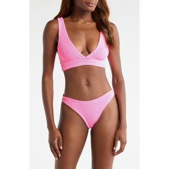 Hunza G Carla Crinkle Two-Piece Swimsuit in Bubblegum at Nordstrom