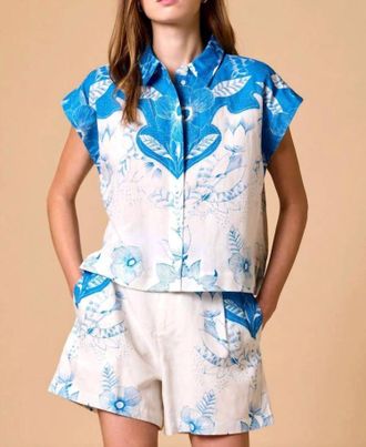 Cleobella Simone Cropped Button Down Blouse In Celestia Print