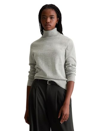 Marc O'Polo Denim Rollkragenpullover MARC OPOLO DENIM, Damen, Gr. S, stone melange, Strick, Obermaterial: 58% Baumwolle, 25% Polyamid, 17% Polyester, normal normal, Rip