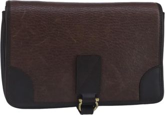Ferragamo Gancini Brown Leather Clutch Bag (Pre-Owned)