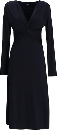 BOSS knot-detailed midi dress - women - Viscose - M - Blue