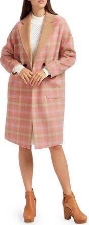 Belle & Bloom Publisher Plaid Double Breasted Wool Blend Coat in Iced Vovo at Nordstrom Rack, Size X-Small