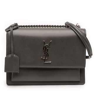 Saint Laurent Pre-owned Womens Medium Leather Monogram Sunset Crossbody - Grey - One Size