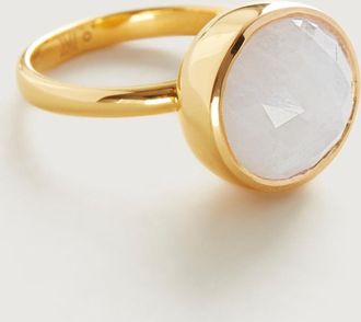 Monica Vinader Gold Medina Round Ring Moonstone