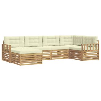 vidaXL Conjunto De Sof&aacute;s De Exterior 6 Pcs Blanco Y Crema Poli&eacute;ster Vidaxl