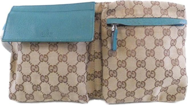 Beige Blue Gg Canvas Fanny Pack (Pre-Owned)