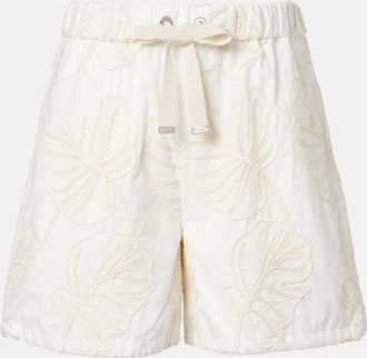 Moncler Embroidered cotton shorts