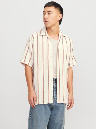 Jack & Jones Kurzarmhemd JACK & JONES JORCOBA STRIPE RESORT SHIRT SS SN, Herren, Gr. S, N-Gr, orange (arabian spice), Web, Obermaterial: 100% Baumwolle, gestreift,