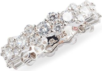 Suzy Levian Sterling Silver Cluster Cubic Zirconia Eternity Band Ring in White at Nordstrom Rack, Size 5.5