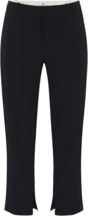 Elisabetta Franchi Zwarte Slim Fit Broek met Satijnen Plooien - Dames - Vrijetijds broeken - Zwart - L - Satijn - Broeken