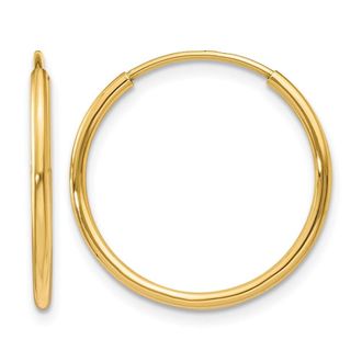 Diamond2Deal 14k Gold 1.20mm Round Shape Endless Hoop Earrings