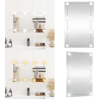 vidaXL Specchio da Parete con Luci LED 40x60 cm Vetro Rettangolare - Specchio da trucco con luce - Luci LED per specchio