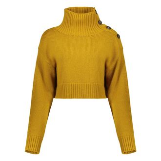 Yves Salomon High-collar Cropped Jumper - female - Yves Salomon - Turtlenecks - Yellow - XS - Knitwear