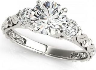 Allurez Vintage Heirloom Lab Diamond Three Stone Engagement Ring 14k White Gold (2.25ct)