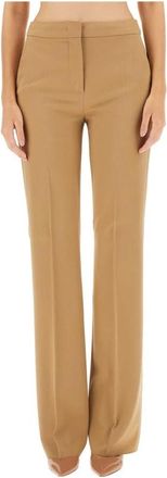 Max Mara Tailored Straight Leg Broeken - Dames - Straight fit broeken - Beige - M - Leer - Broeken