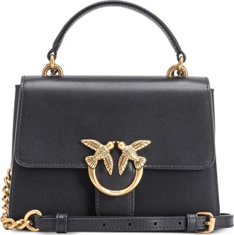 Pinko Sleek Black Cow Leather Tote Bag With Elegant Clasp