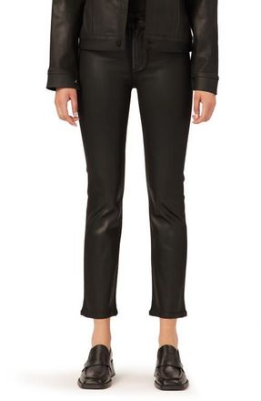 DL1961 Mara Instasculpt Mid Rise Ankle Straight Leg Jeans in Black Coated at Nordstrom, Size 27