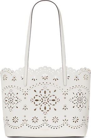 Kate Spade New York do it all spade floral perforated leather tote in True White at Nordstrom