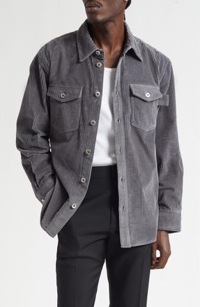 Bottega Veneta Matte Cotton Corduroy Button-Up Shirt in 1230 Thunder at Nordstrom, Size 36 Us