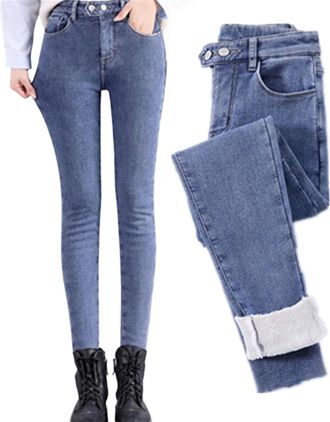 Generic Jeggings for Women UK,Fleece Lined Trousers Women,Womens Winter Fleece Lined Stretchy Jeggings,High Waisted Skinny Jeans Yoga Denim Pants,Stretch Jean