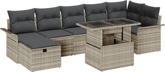 vidaXL Vidaxl - Garden Sofa Set with Cushion 8 pcs Light grey Poly rattan