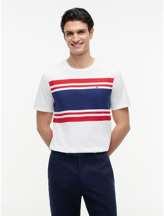 Tommy Hilfiger Mens Block Stripe T-Shirt - White - XXXL