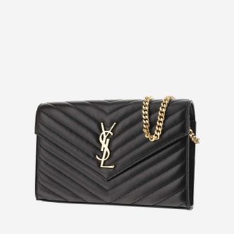 Saint Laurent Womens Clutch Cassandre Lamb Leather Black Wallets & Purses