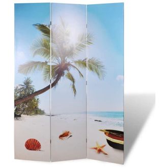 vidaXL Paravento Pieghevole 120x170cm con Stampa Spiaggia - Vidaxl