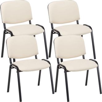 Clp Set De 4 Sillas De Reuniones Ken En Cuero Pu Crema