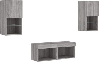 vidaXL Vidaxl - 4 Piece tv Wall Cabinets with led Lights Grey Sonoma