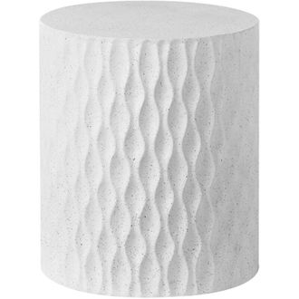 Beliani Beliani - Mesa Auxiliar De Mgo Fibra De Vidrio Forma Redonda Resistente A Las Manchas &Oacute;xido Agua Y Viento Efecto Terrazo &Oslash; 37 Blanco Antelao