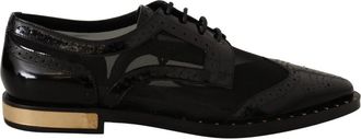 Dolce & Gabbana Zwarte Leren Sheer Wingtip Schoenen - Dames - Nette schoenen - Zwart - 35 EU - Leer - Schoenen
