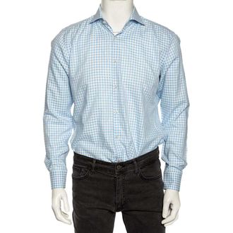 HUGO BOSS Boss Hugo Boss Blue Checkered Cotton Slim Fit Shirt