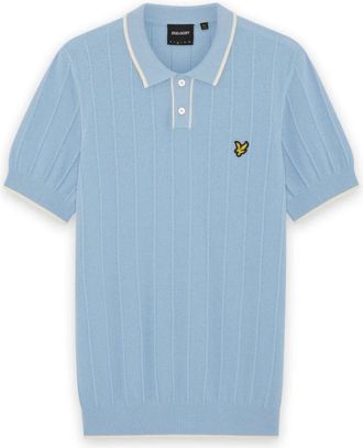 Lyle & Scott Tipped Pique Knitted Polo - Heren - Ronde hals truien - Blauw - XS - Katoen - Truien & Vesten