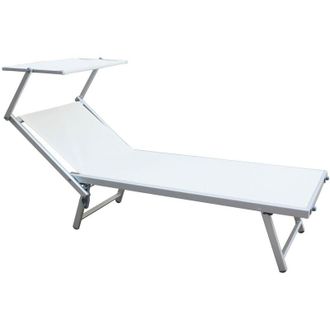 Mobili Rebecca Rebecca Mobili Lettino Sdraio Spiaggia Bianco Textilene Alluminio 38x186x61