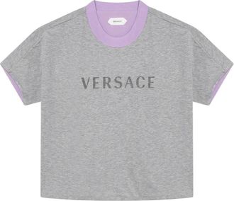 Versace T-shirts en Poloshirts - Dames - T-shirts - Grijs - M - Leer - Tops