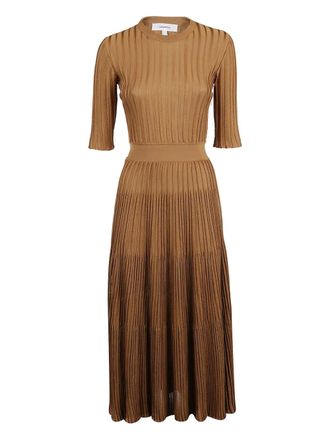 Casasola ribbed pleated midi dress - women - Viscose - 38 - Brown