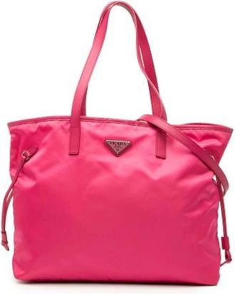 Prada Pre-owned Tote Bags, female, Pink, Size: ONE SIZE Pre-owned Nylon Tote Bag