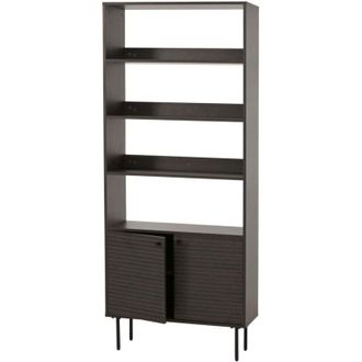 Hhg Libreria HHG-310, scaffale a colonna, stile scandinavo metallo legno melamina MVG 200x80x30cm, marrone scuro