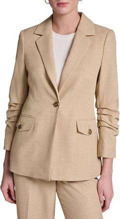 Halston Heritage Rolled Sleeve Textured Blazer