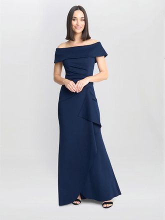 Gina Bacconi Womens Carla Off The Shoulder Maxi Dress - Navy - Size 18 UK