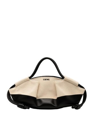 Loewe 2023 Small Shiny Calfskin and Canvas Paseo satchel - Brown