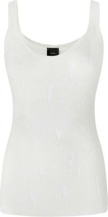 Pinko Sergio Tank Top - Dames - Tops zonder mouwen - Wit - S - Katoen - Tops