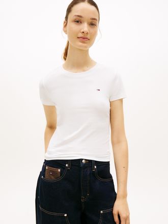 Tommy Jeans Kurzarmshirt TOMMY JEANS TJW 3PACK C-NECK TEE, Damen, Gr. XS (34), schwarz, ecru, rot alert, Single Jersey, Obermaterial: 100% Baumwolle, unifarben, r