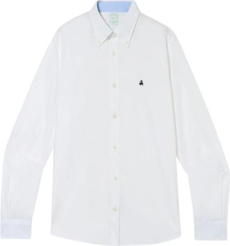 Brooks Brothers Slim Fit Oxford Overhemd met Button-Down Kraag - Heren - Casual Overhemden - Wit - 3XL - Katoen - Overhemden