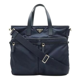 Prada Pre-owned Tote Bags, female, Blue, Size: ONE SIZE Pre-owned Nylon prada-bags
