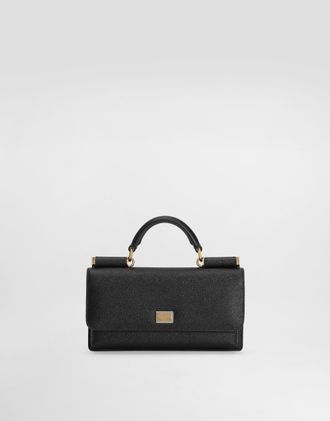 Dolce & Gabbana Dauphine-print Calfskin Mini Bag - Woman Clutches Mini And Micro Bags Black Leather Onesize