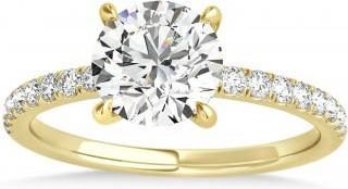 Allurez Diamond Single Row Hidden Halo Engagement Ring 14k Yellow Gold (0.25ct)