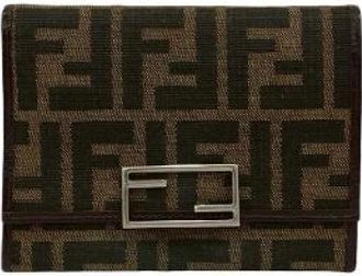 Fendi Pre-owned Wallets, male, Brown, Size: ONE SIZE Pre-owned Zucca Canvas Leather Trifold Wallet